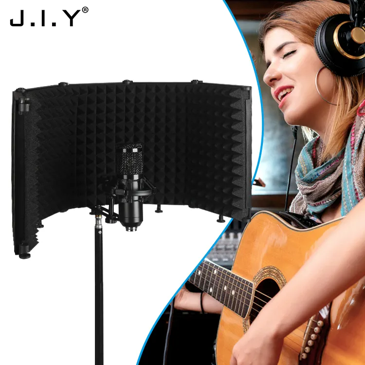 J.I.Y M5 5-doors Studio Microphone Foldable Pop Filter Wind Screen Isolation Shield for bm800 Recording Foam