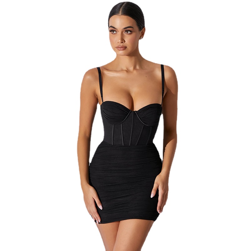 Tight Dress Women Mesh Summer Spaghetti Straps Sash Sexy Dress Mini Night Party Club Dresses