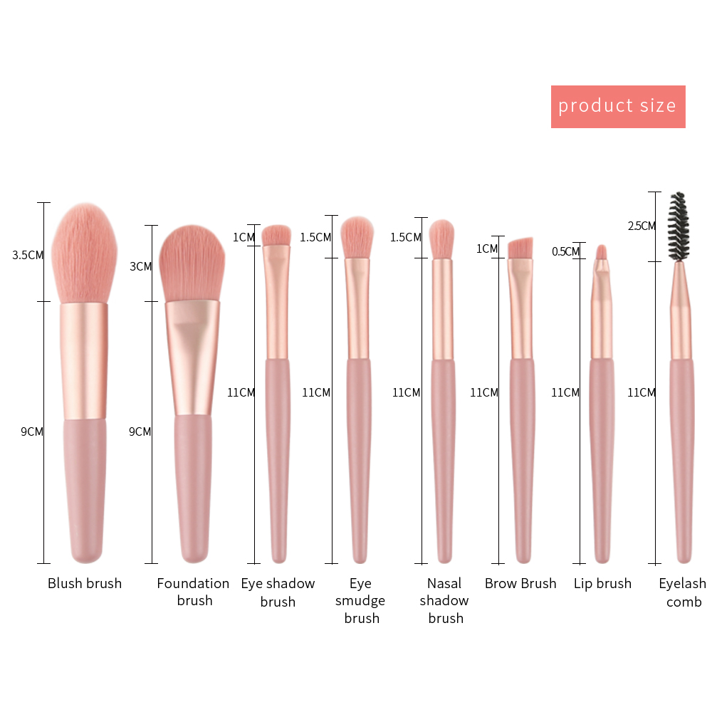 Mini portable travel wooden makeup pink maquillaje make up brush cosmetic set