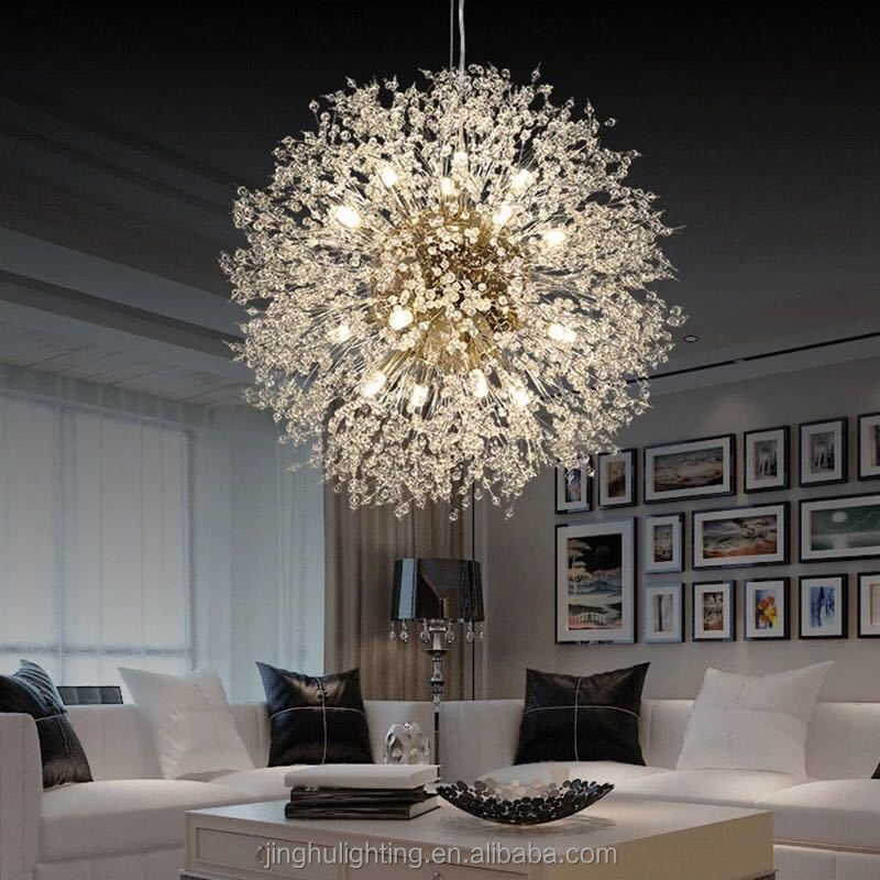 Dandelion Shape Crystal Chandeliers, Pendant Lights, Silver, Gold