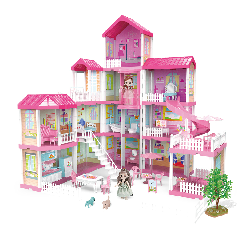 Newest pretend play simulation princess villa diy big doll house for kids