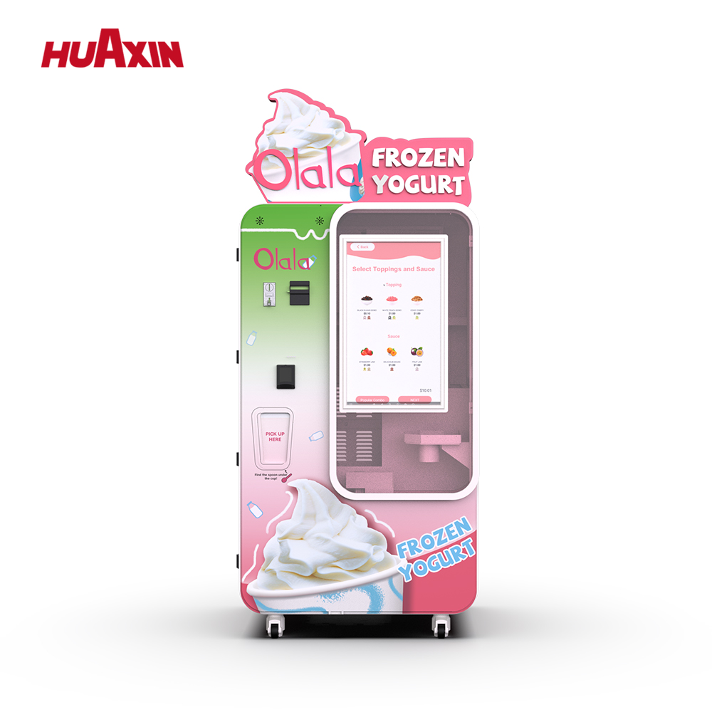 Smart Technology With Compressor Cooling System Soft Ice Cream & Frozen Yogurt Vending Machine Kiosk With SDK Credit Card Coin