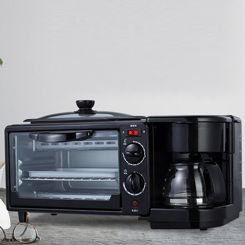 Mini Toaster Oven Multifunctional Home Coffee Maker Sandwich Maker Station 3 in 1 Breakfast Machine