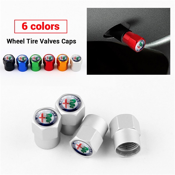 Alfa Romeo 145 146 147 155 156 159 164 Car logo Car Tire Stem Valve Caps Wheel Valve Cap Aluminum Car Tire Dustproof Cover