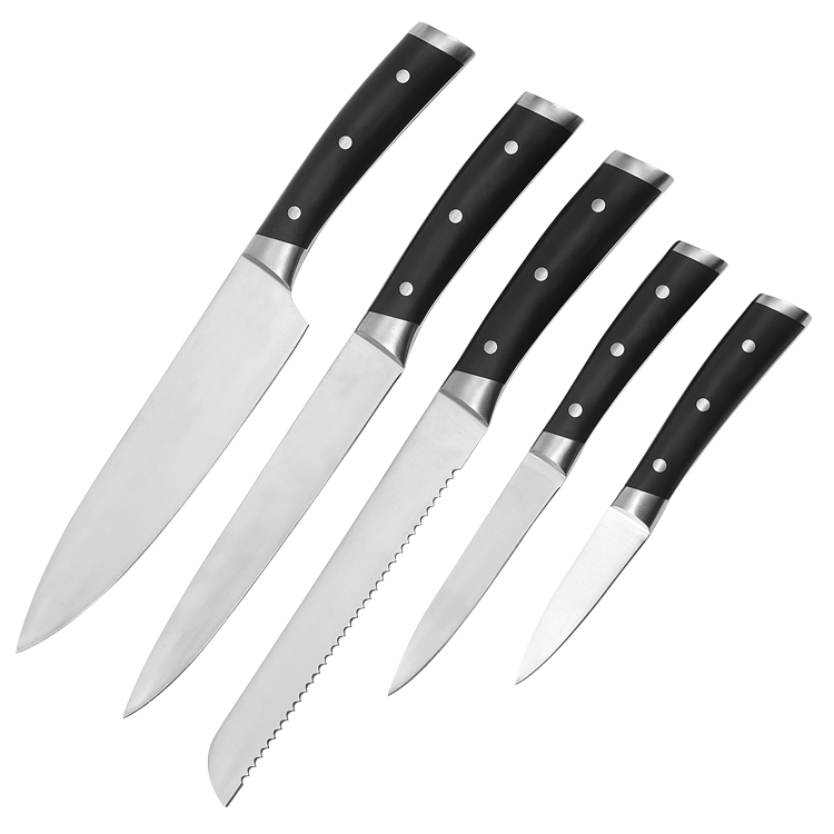Luxury 5 Pcs Stainless Steel Forged Handle Kitchen Cooking Knife Set