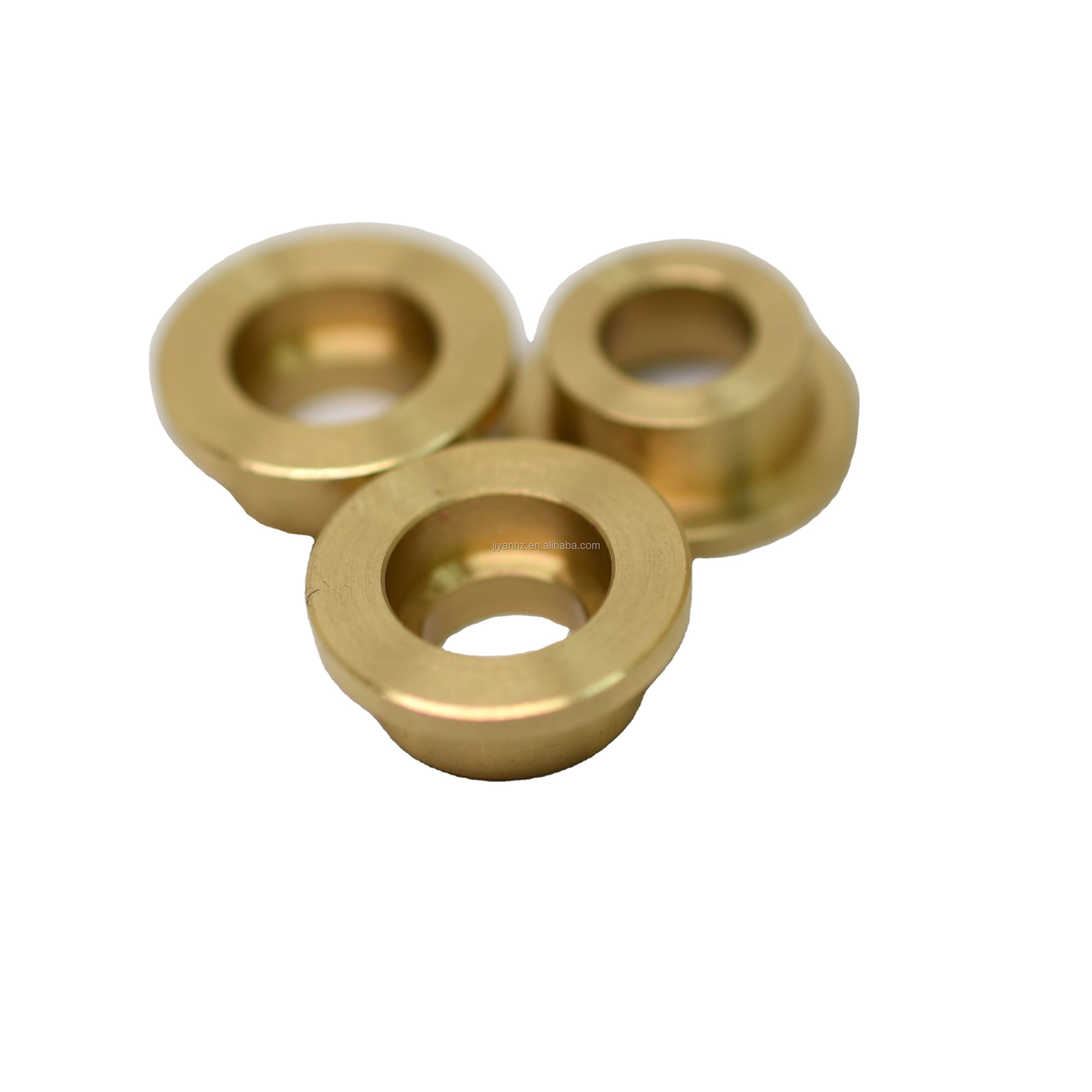 Precision cnc machining turning small flanged brass bushing bearing