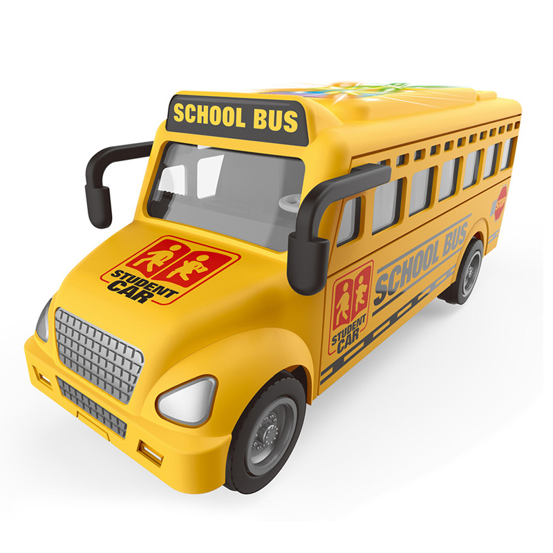 Cartoon B/O eclectic baby car bus toy school bus model with light music