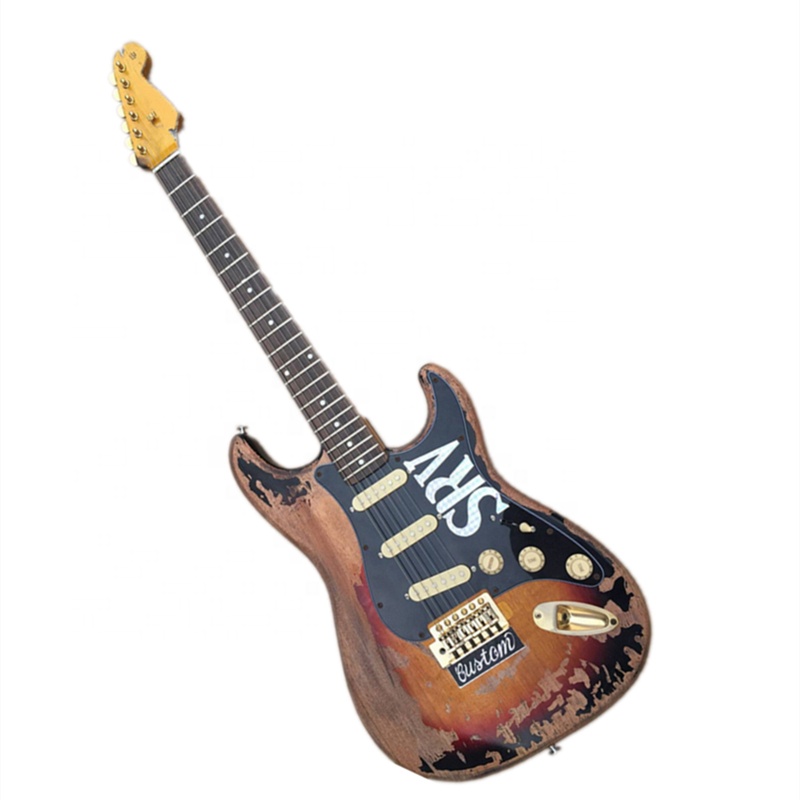 Электрогитара Huiyuan Retra Body с SRV Pickguard, золотистая фурнитура, оптовая продажа гитар