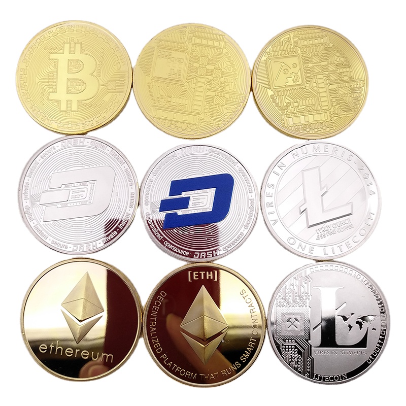 Cryptos BTC Eth Coins Custom Blank Silver Dogecoin Dash Ripple Ethereum Cardano Litecoin Copper Bitcoin Coin