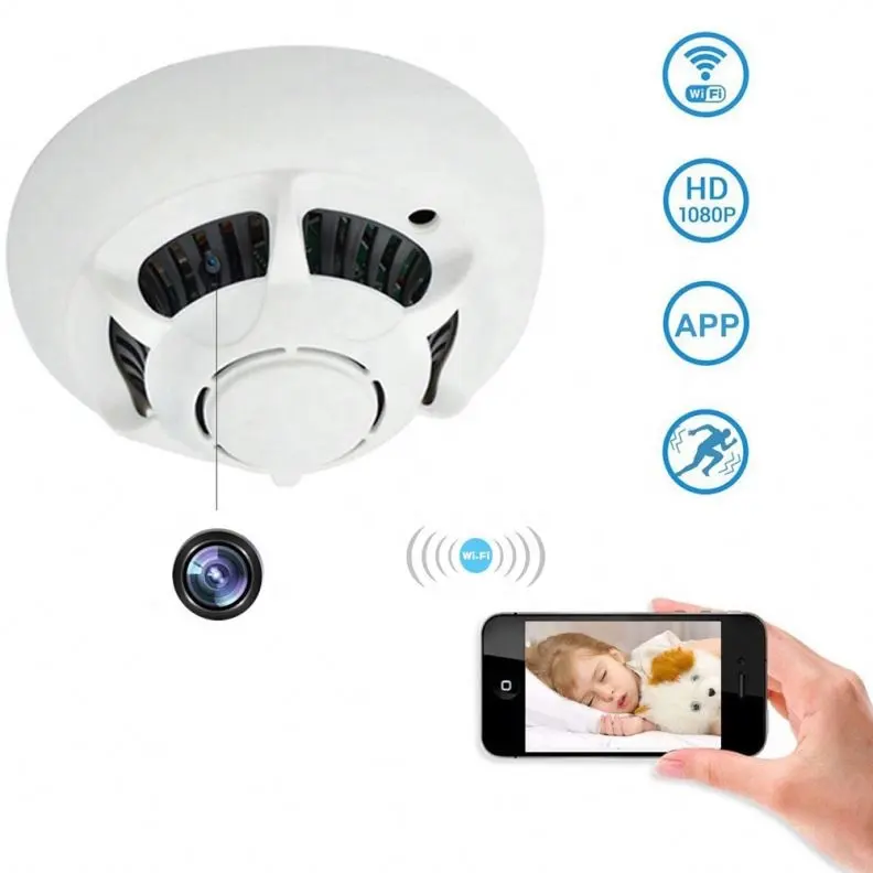 WIFI Скрытая камера НЛО Беспроводной детектор дыма стильная камера HD 1080 с детектором движения циклическая запись Удаленный просмотр