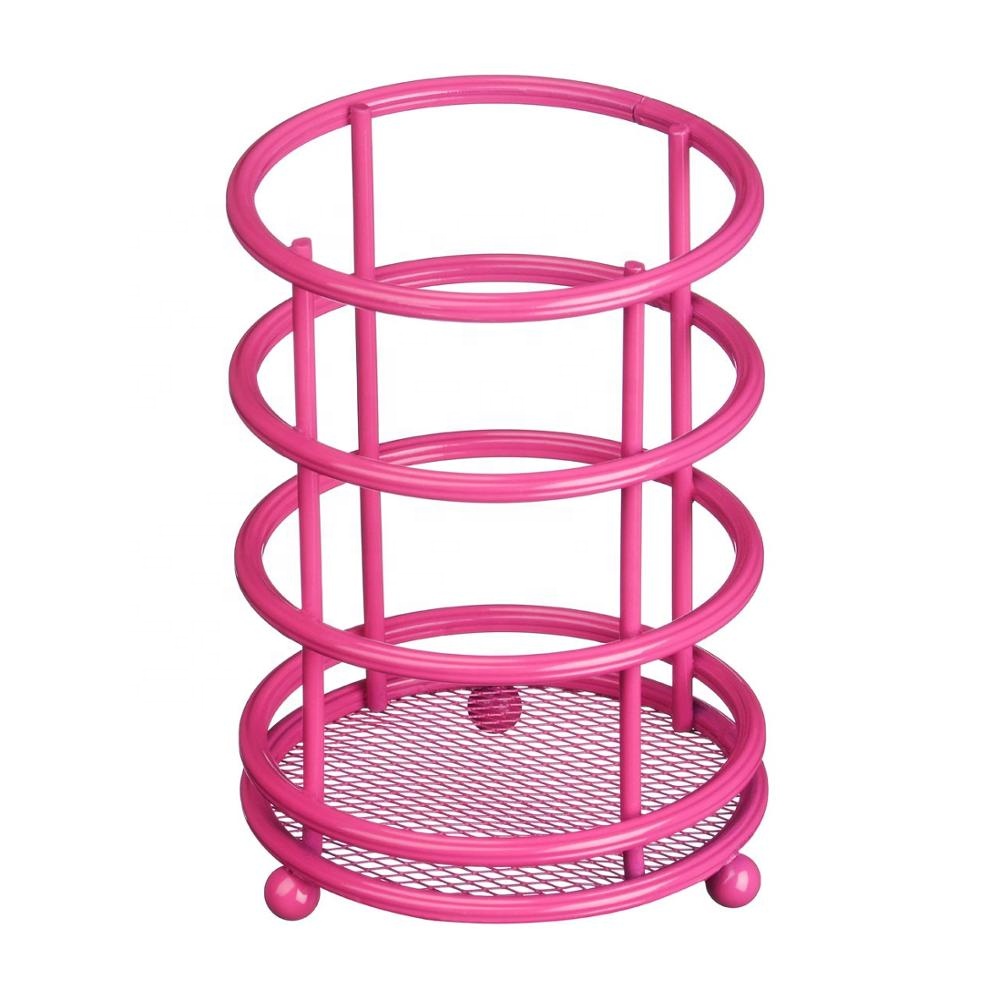 Contemporary Design Iron Wire Pink Utensil Holder