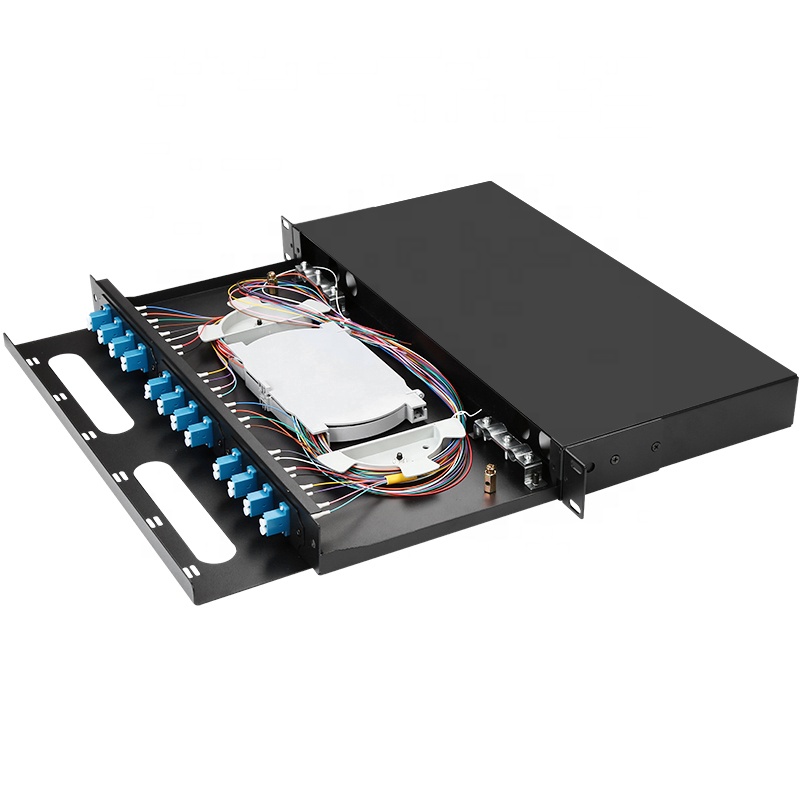 1u 24 Cores Fixed FTTH Fiber Optic Terminal Box 19 Inch Rack Mounted Patch Panel