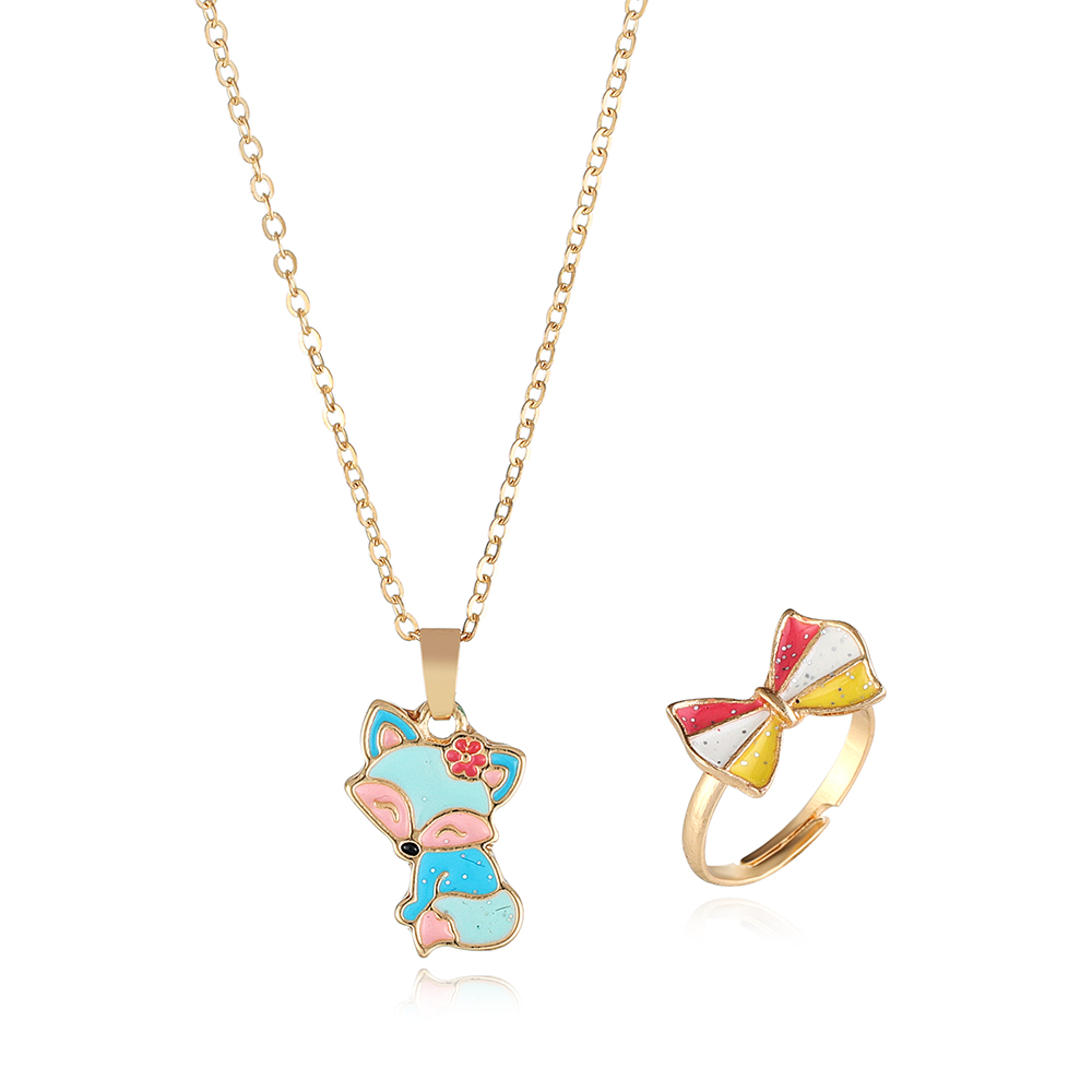Fashion zinc alloy enameled fox kids costume jewelry set