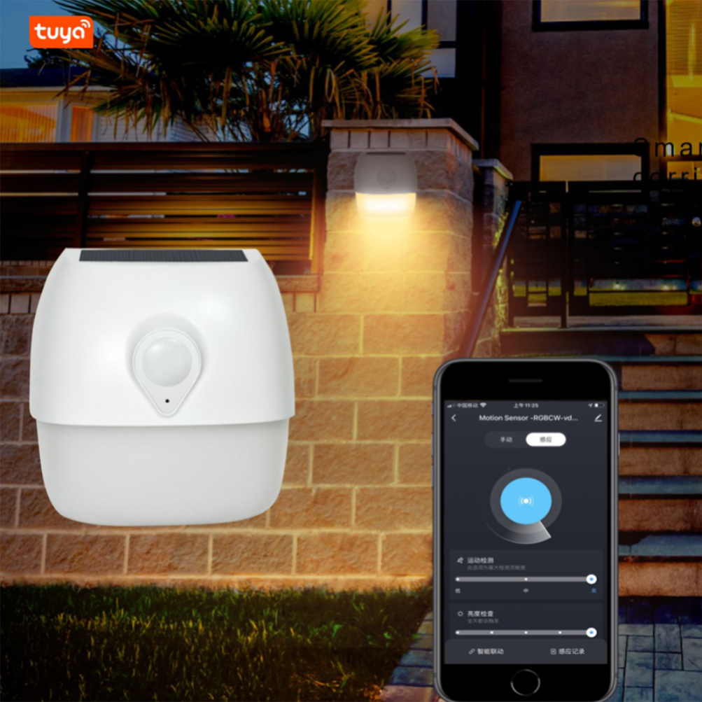 New Design Wholesale Tuya Smart Home Outdoor LED Solar Powered Garden Lights with Motion Sensor