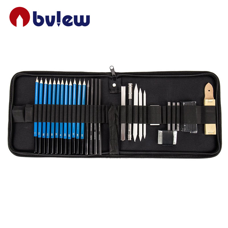 Bview Art Hot Sale 32 Pieces Art Wooden Sketch Pencil Kit For Artist And Beginner Drawing