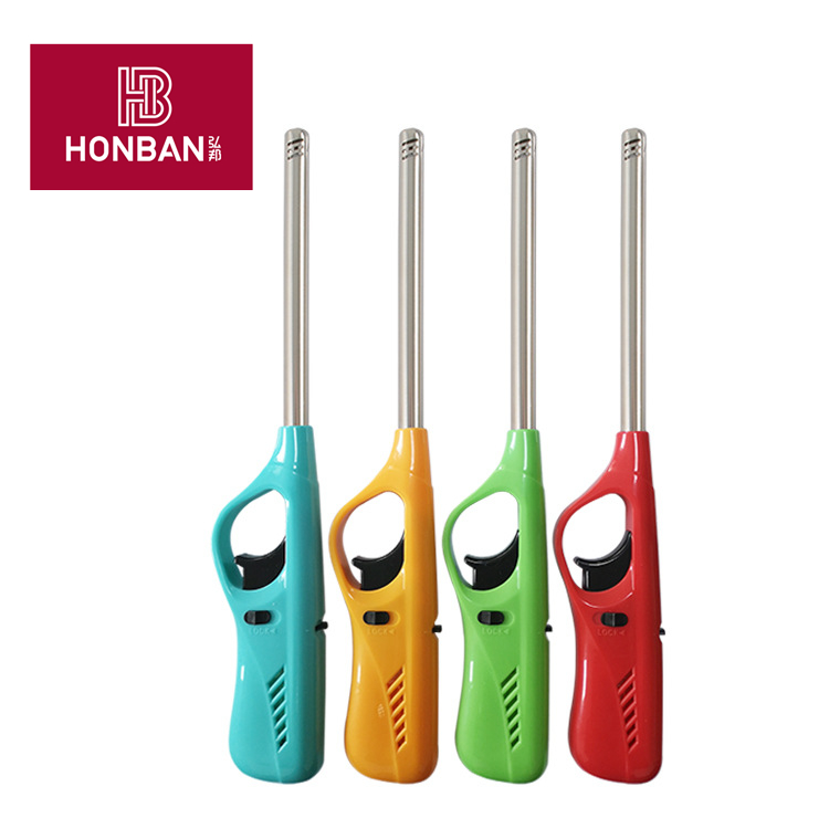 Long Candle Butane Stove BBQ Gas Lighter, Wholesale plastic Electric Flame Refillable Gas Lighter For Kitchen Cooking