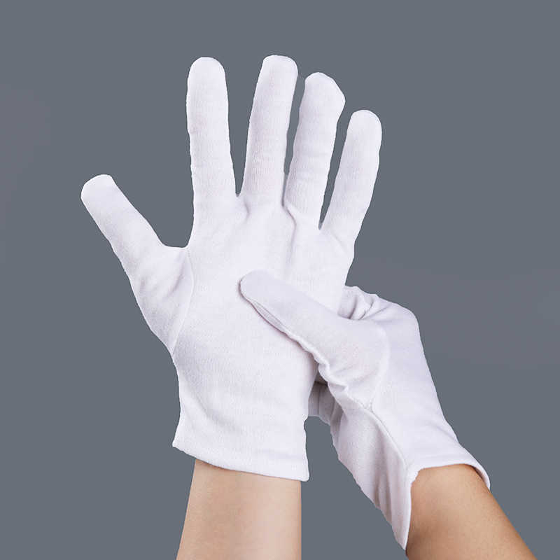 White Interlock Inspection Fingers Style Safety Working Gloves Top Fit Cotton Antistatic Glove Disposable White Cotton Gloves
