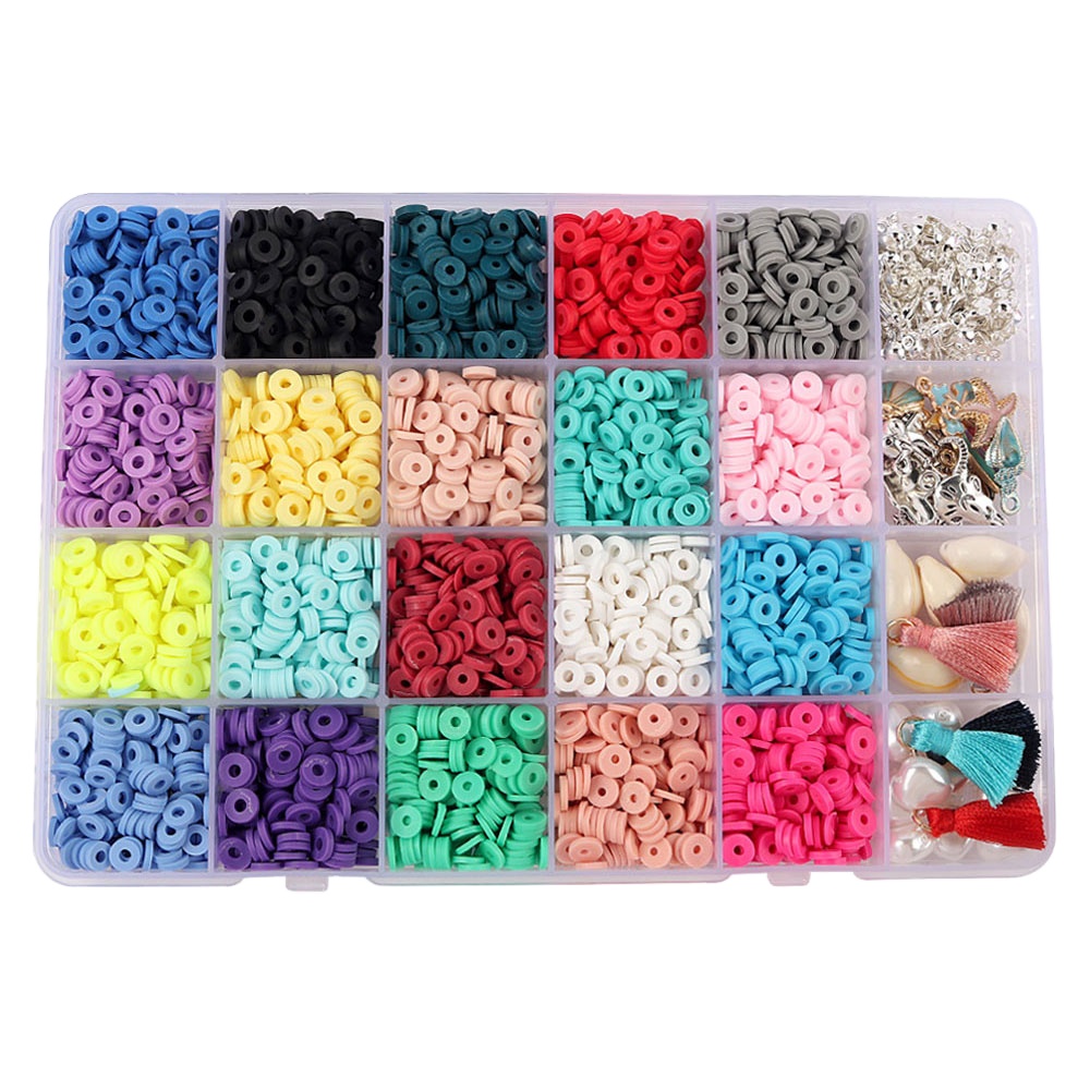 DIY 6mm Soft Ceramic Bead Flakes Boxed Color Disc Combination Polymer Clay Beads Handmade Clay Bead