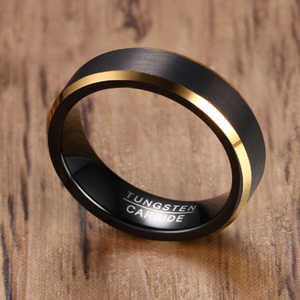 high quality tungsten carbide ring with black line men's fashions 6MM
