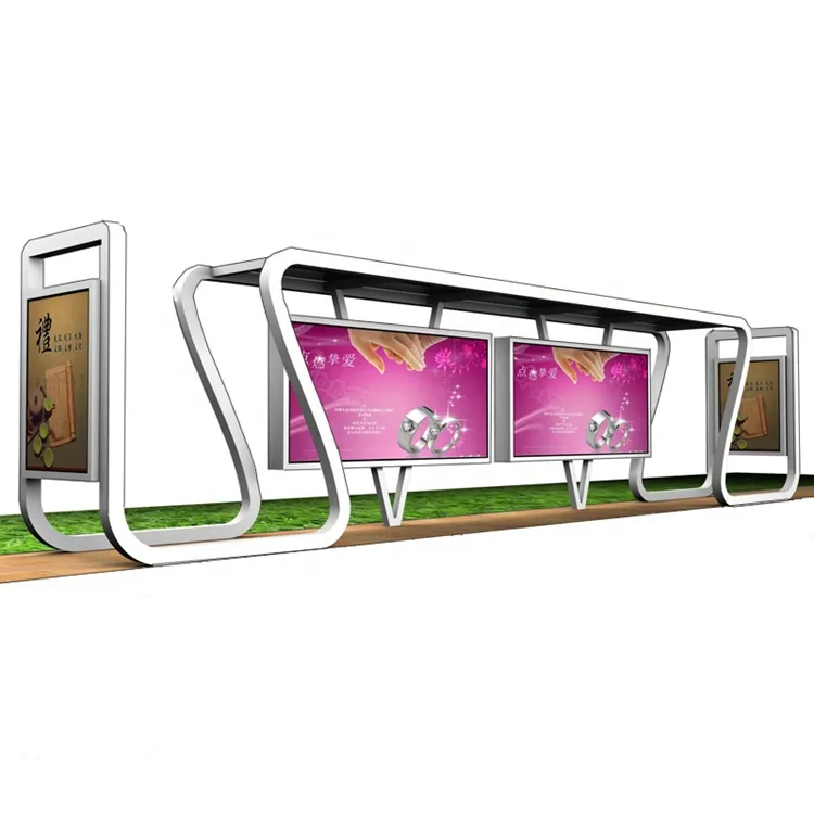 Bus Station Bus Shelter Outdoor Furniture City Street Bus Station New Design Stainless Steel Bus Stop Shelter