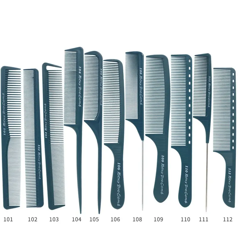 High Quality Professional Salon Barber Hairdressing 11Pcs/set use fiber plastic hair cutting comb set