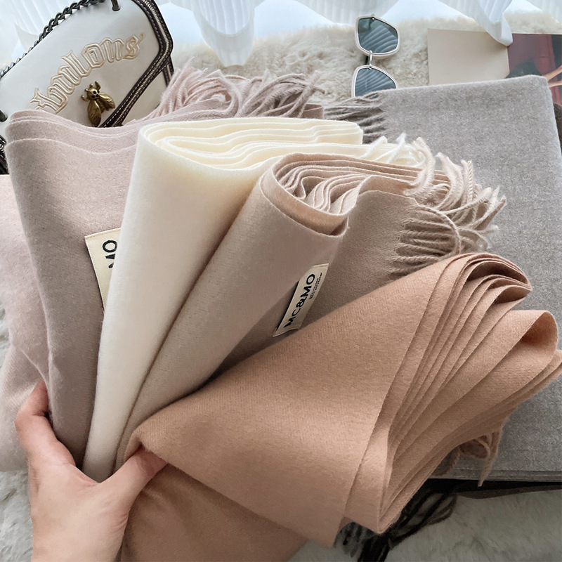 Cashmere scarf feel solid color tassel shawl Long couple warm artificial cashmere scarf all-match monochrome shawl
