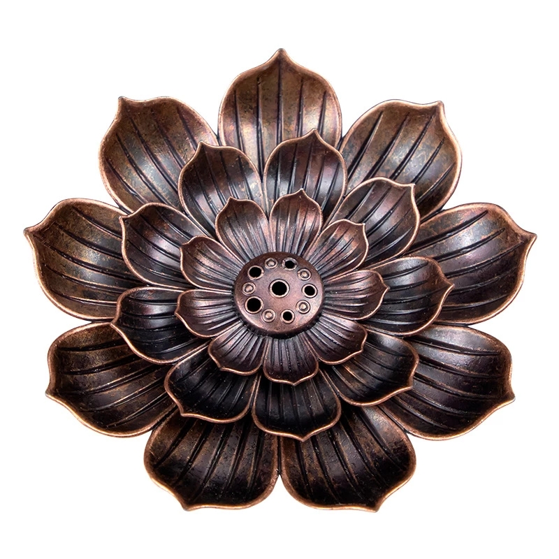 Alloy Incense Burner Stick Holder Buddhism Lotus Line Incense plate Sandalwood Coil Base Temples Yoga Studios Home Decoration
