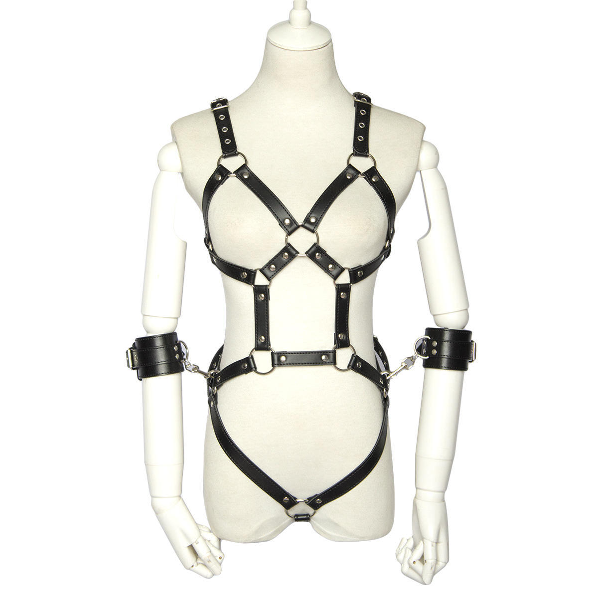 Sexy Full Body Harness Leather Lingerie Fetish Women's See Through Sex Clothes Waist Harness Garter Belts Sexy Underwear Men
