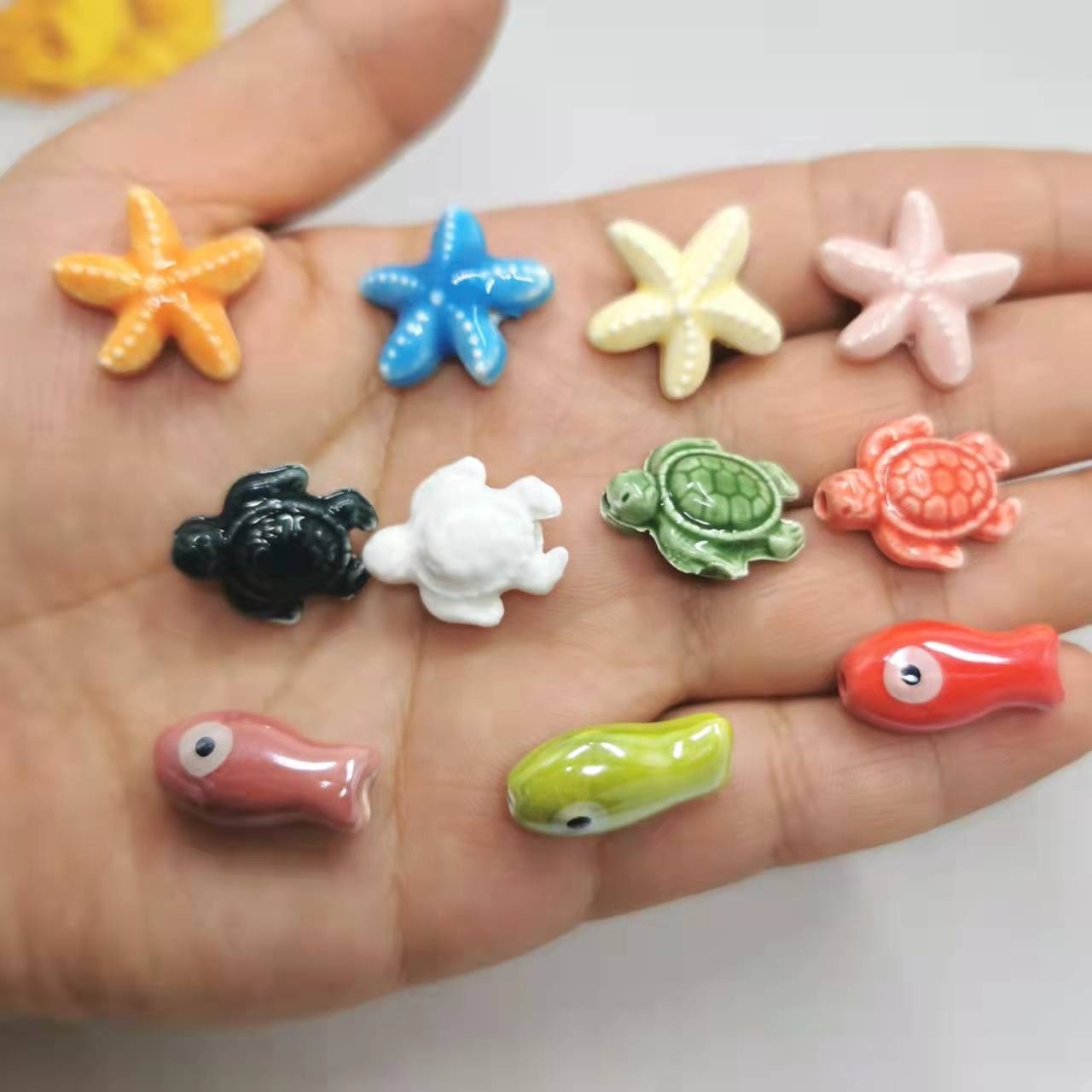 Wholesale Turtles, starfish, fish Mix Color ceramic beads for jewelry making