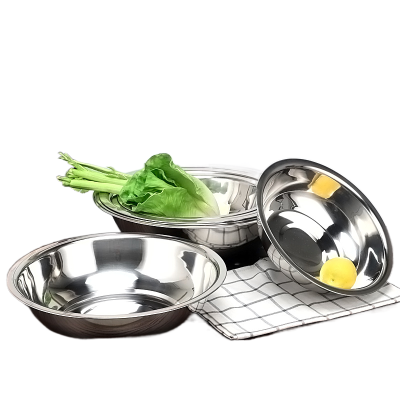 Stainless steel basin wholesale Non-magnetic household washing vegetables basin soup plate washbasin kitchen soup plate rice