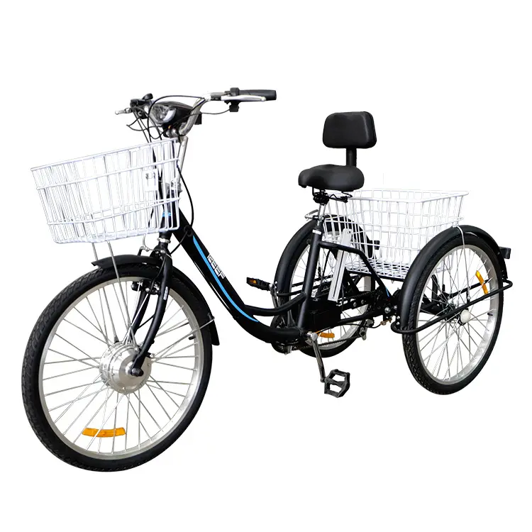 Электрический трехколесный скутер, размер 26 дюймов, для взрослых, мощность 500 Вт, моторизованные трехколесные велосипеды для груза