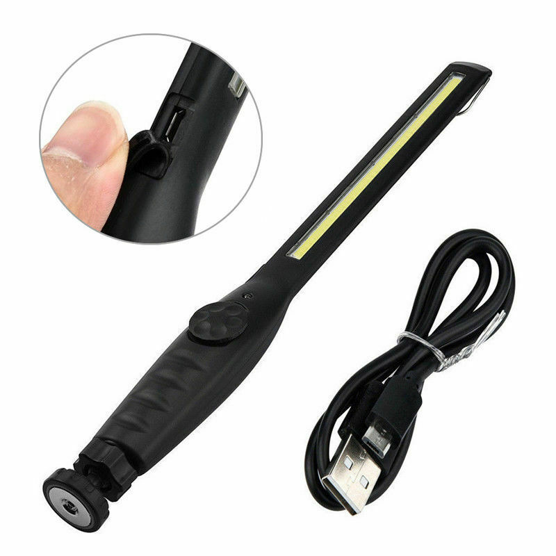 Перезаряжаемый USB светодиодный COB Тонкий Магнитный базовый длинный рабочий светильник ручной фонарик