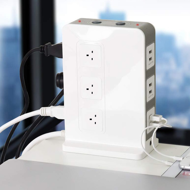 USB разъем питания Вертикальная башня УДЛИНИТЕЛЬ шнур доска с штепсельной вилкой Великобритании