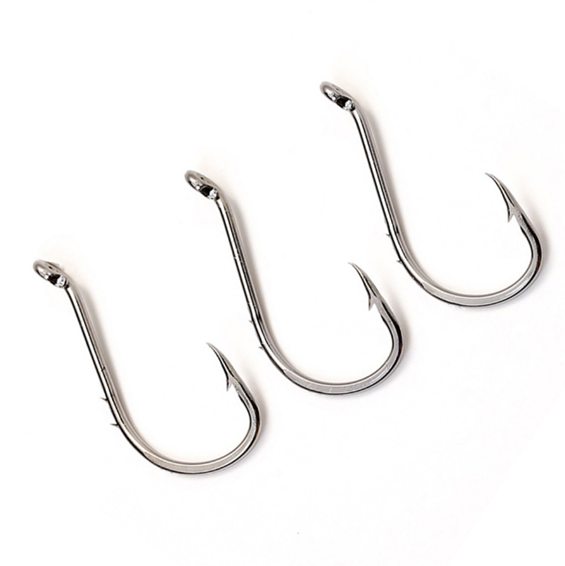50pcs/box High Carbon Steel Environmental Saltwater Freshwater Fishing Gear Two Extra Barbs Baitholder Fishing Hook