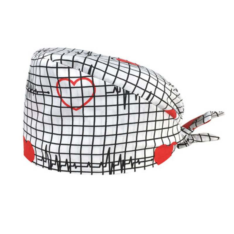 100% Cotton Ladies Anti-hair Cap Hospital Uniform Printed Scrub Nurse Hat