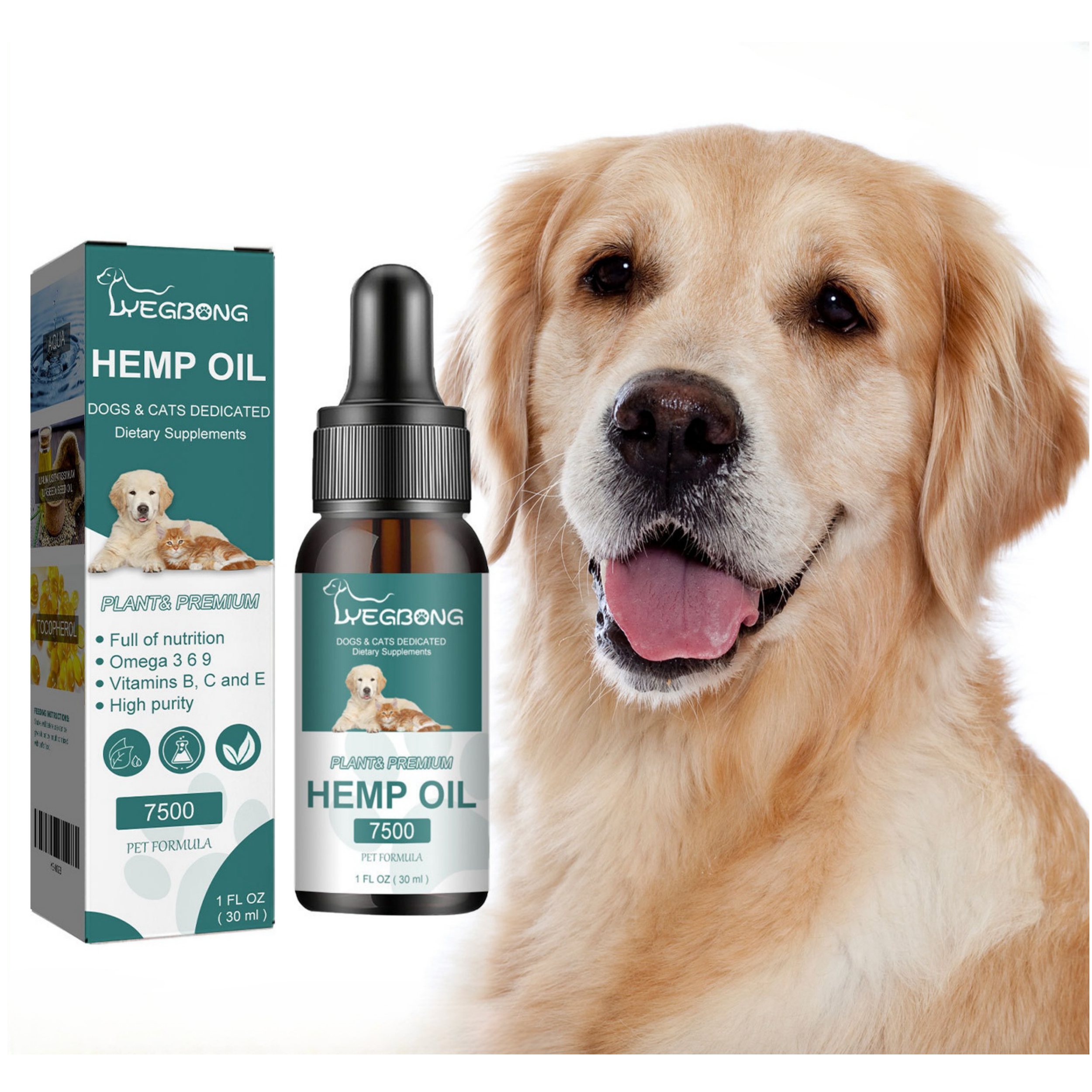 Pet hemp seed oil Cats and dogs relieve enhance physical fitness relieve stress anorexia essential oil