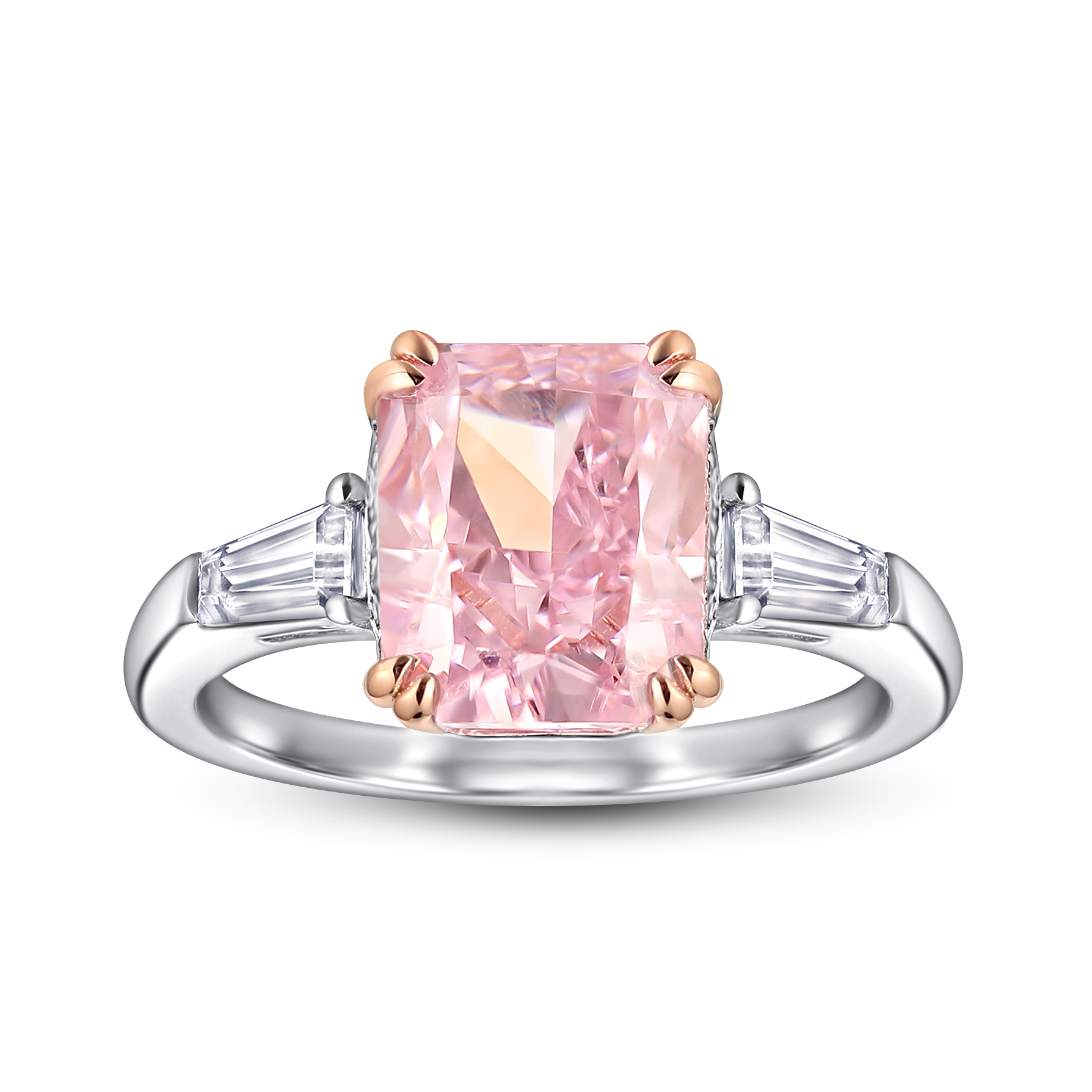Women's Ring Eourpe Style Engagement Party 925 Sterling Silver Jewelry High Carbon Dril Pink Gemstone Finger Ring