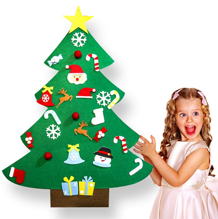 Handmade Christmas tree decoration Gifts DIY Felt Christmas Tree with Ornament Set for kids for Christmas Home Door Decorations