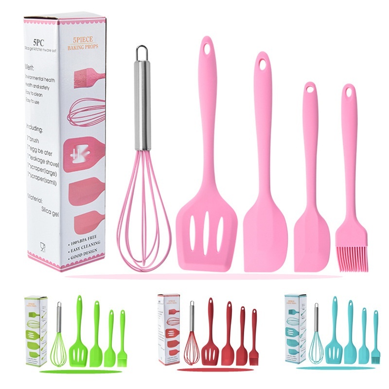 high quality Silicone cookware baking tools eggbeater spatule steak five-piece baking and cooking kit