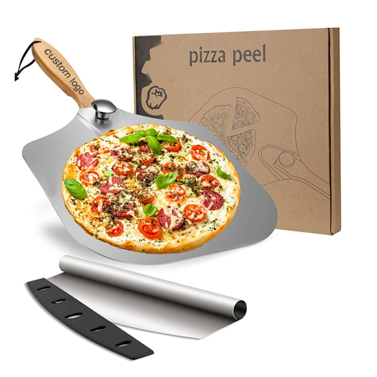 Shipping to USA Amazon 2021 Top Seller Kitchen Accessories Wooden Handle 14*12 inches Pizza Peel With Pizza Box Pizza Shovel