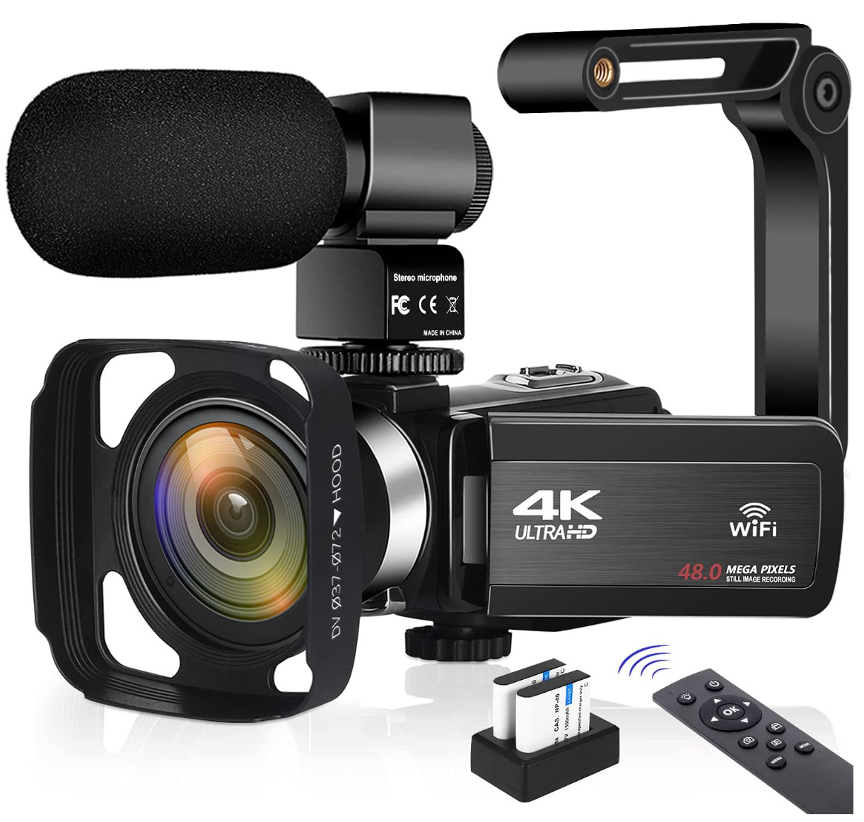 Камера с сенсорным экраном 4K с микрофоном, подходит для цифровой камеры 48MP HD, видеорегистратора, сенсорного экрана с микрофоном