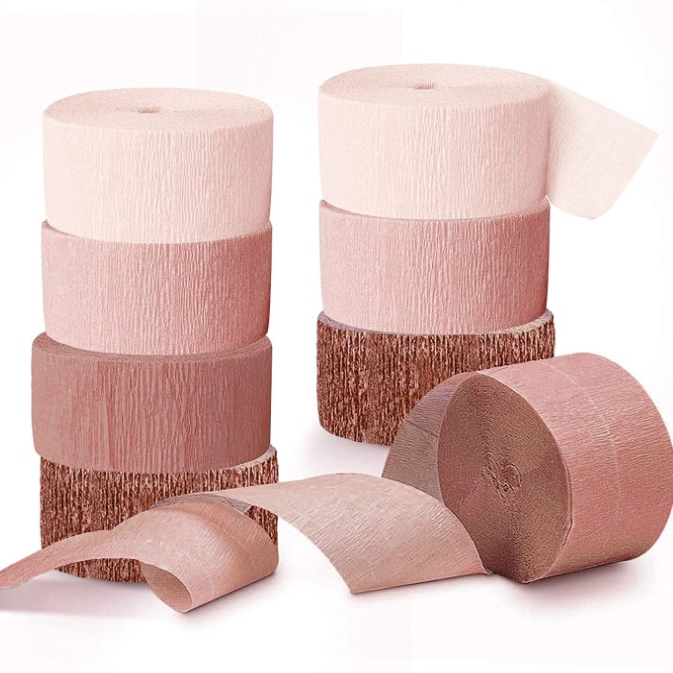 GiveU Rose Gold Crepe Paper Streamers Wedding Party Supplies paper streamer backdrop