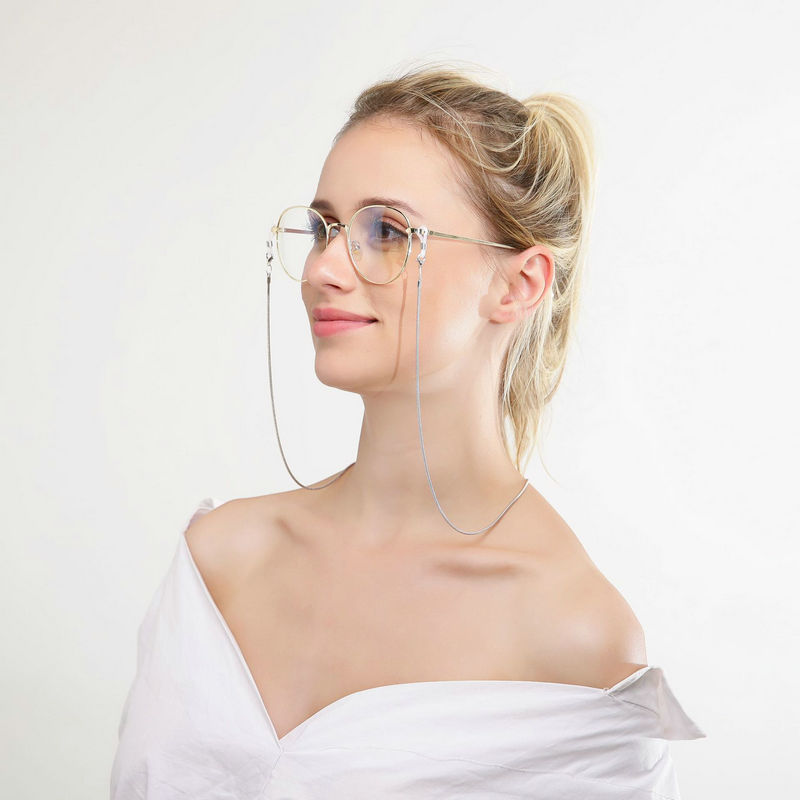 2021 Fashion Popular Gold Silver Jewelry Simple Snake Bone Stainless Steel Chain Thin Metal Eyeglasses Chain