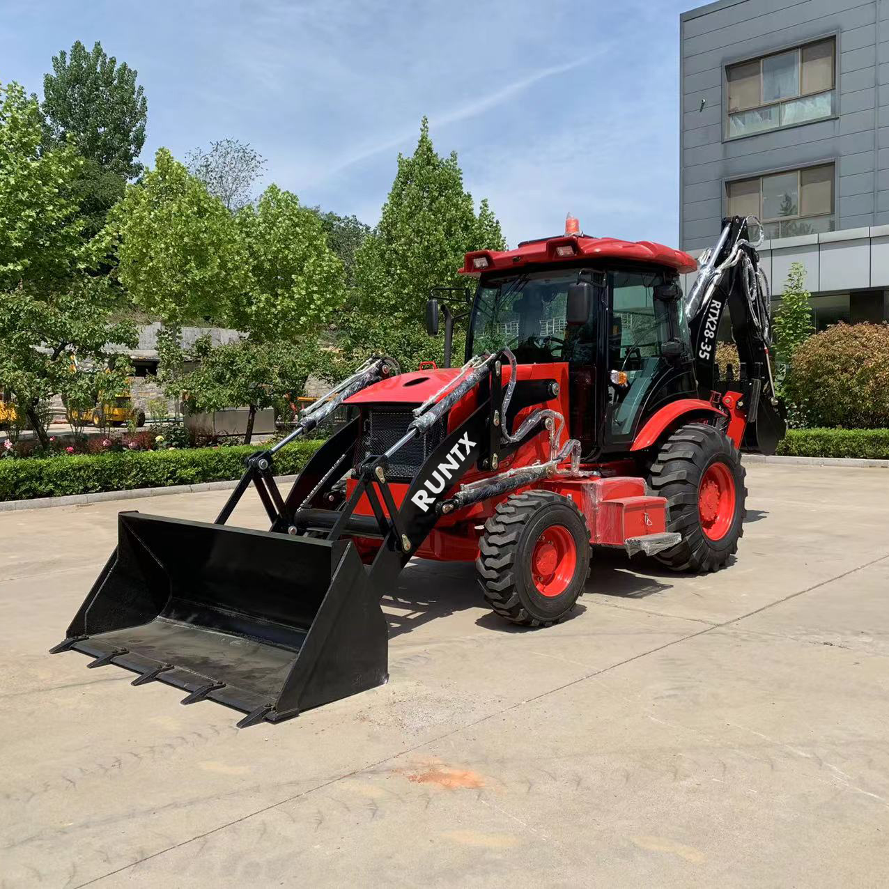 Backhoe Excavator Loader 4WD Construction Machinery Backhoe Loader 2800Kg Hydraulic Transmission 2.8 Ton Backhoe Loader