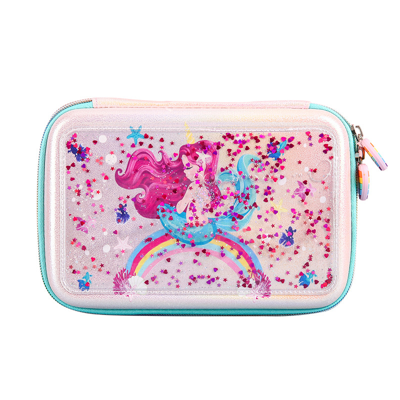 Quicksand pencil bag student stationery box EVA waterproof large capacity pencil bag mermaid pencil case