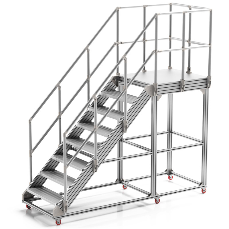 Customized Modular construction building aluminum assembly handrail work platform stairs