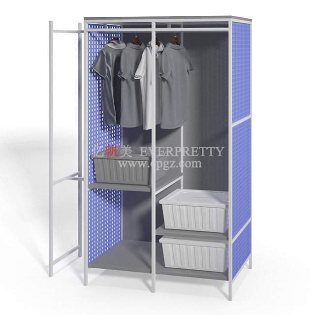School Dormitory Furniture Simple Hollowed out Iron Tube Design Wardrobe for Student Use