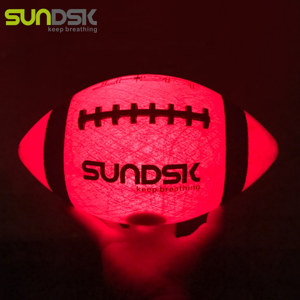 LED light up glow in the dark custom logo rubber american football