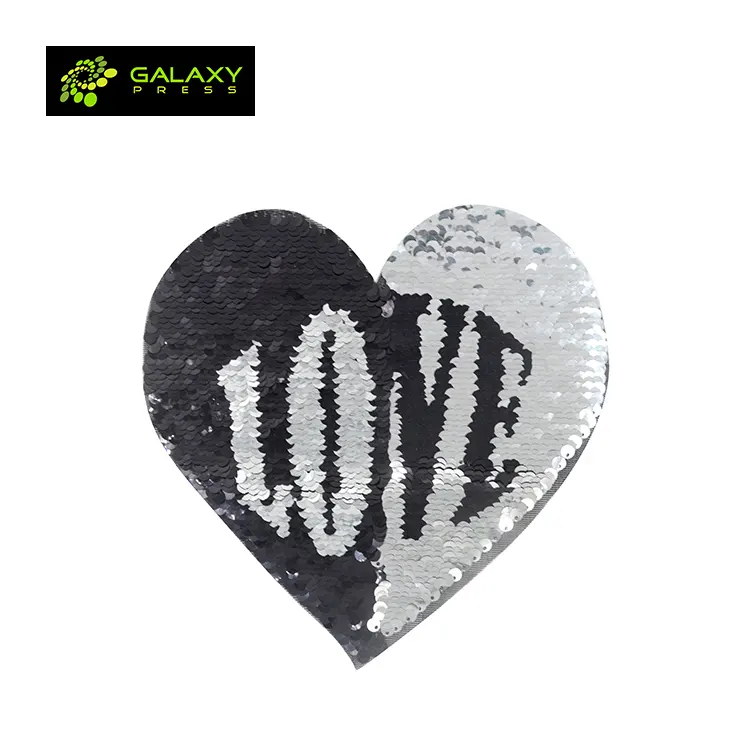 Sublimation Black and Silver Sequin Transfer-Heart Shape(Love)16.5*19.5cm