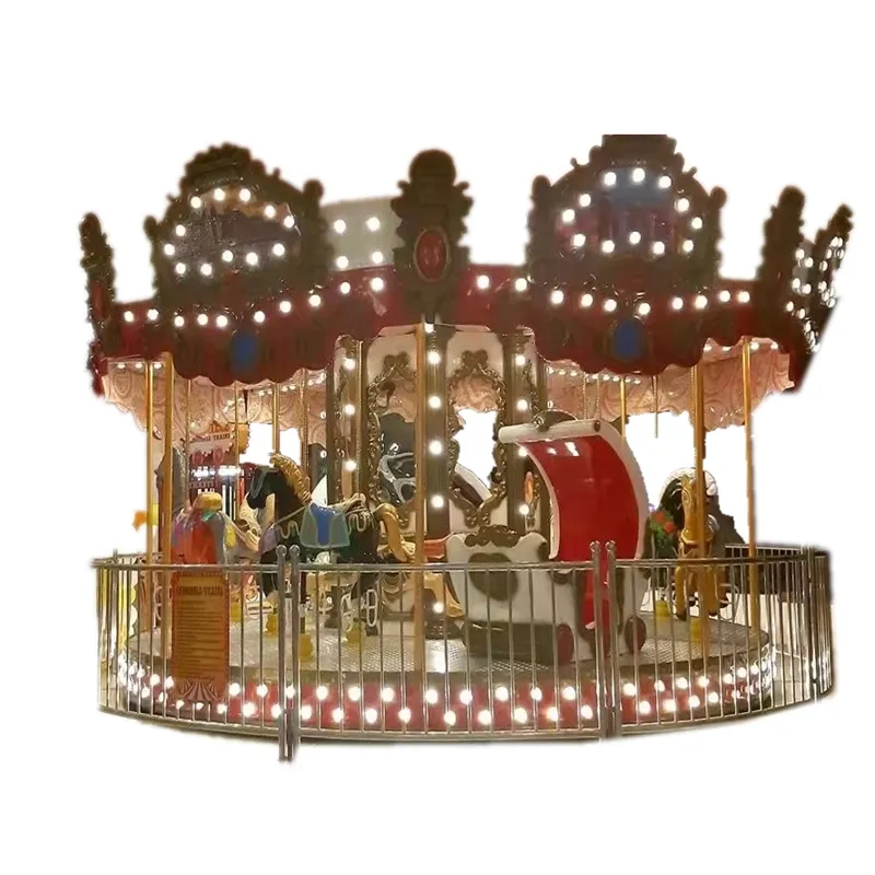 China Factory Amusement Park 16 Seats Upper Transmission Carousel For Sale/Merry Go Round Rides